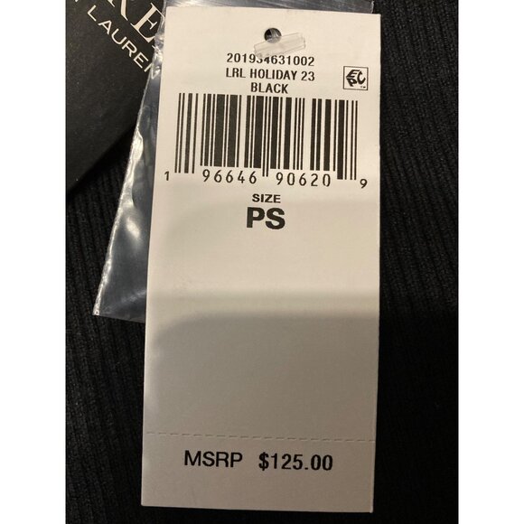 Lauren Ralph Lauren Crewneck Puff-Sleeve Black Sweater Petite Size Small New - Picture 5 of 7